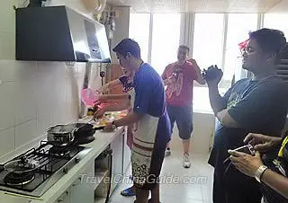 Our Guests Cooking in a Chinese Kitchen