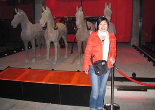 Phoebe Meng in Terracotta Warriors Museum, Xi'an
