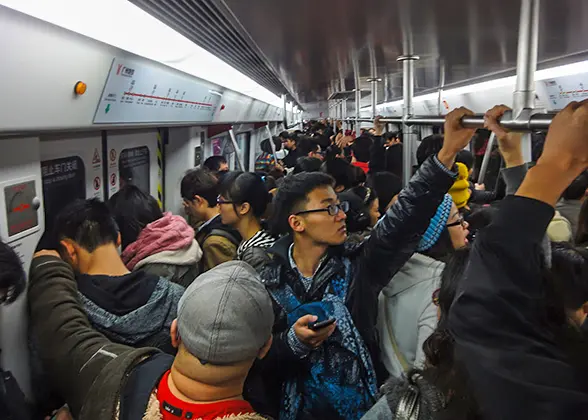 Crowded Subway Train, Guangzhou 