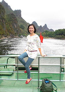 Effie on the Li River, Guilin