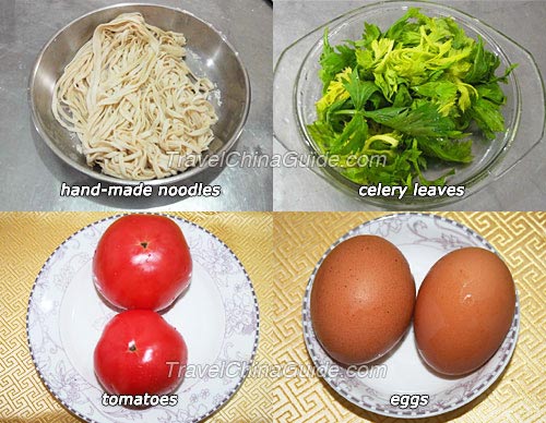 Ingredients of Noodles with Tomato Egg Sauce