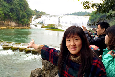 Phoebe at Doupuotang Waterfall, Anshun, Guizhou