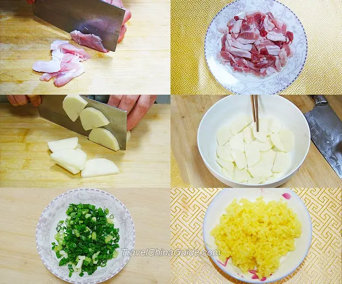 Preparation of Steamed Pork with Rice Powder 