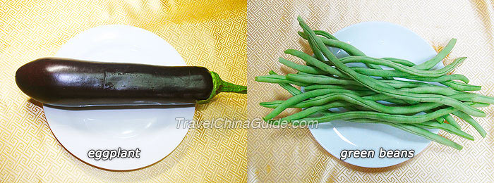 Ingredients of Stir-fried Eggplant and Green Beans