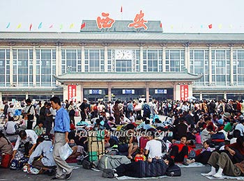 Crowded Railway Station during China Holidays