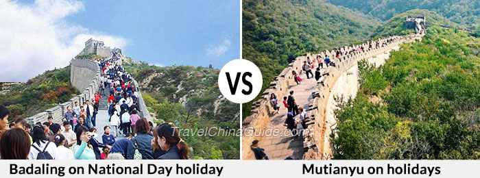 Badaling on normal days and on big holiday