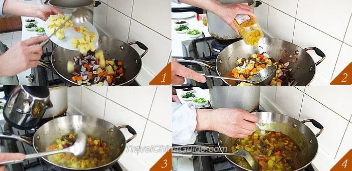 Adding Potatoes and Carrots to Beef