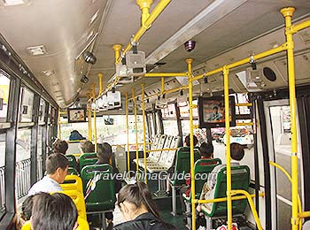 Inside a city bus