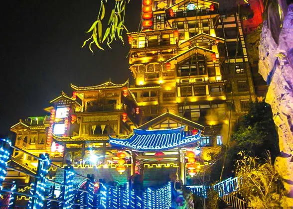 Hongya Cave at Night