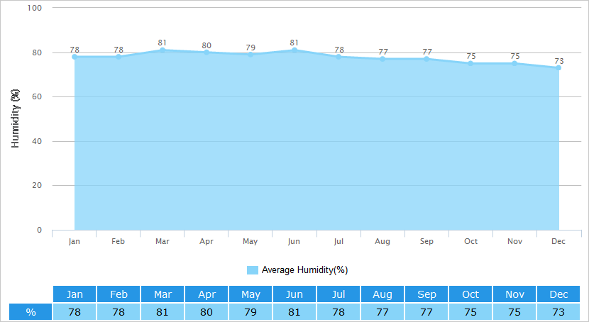 Average Humidity Graph for Jingdezhen