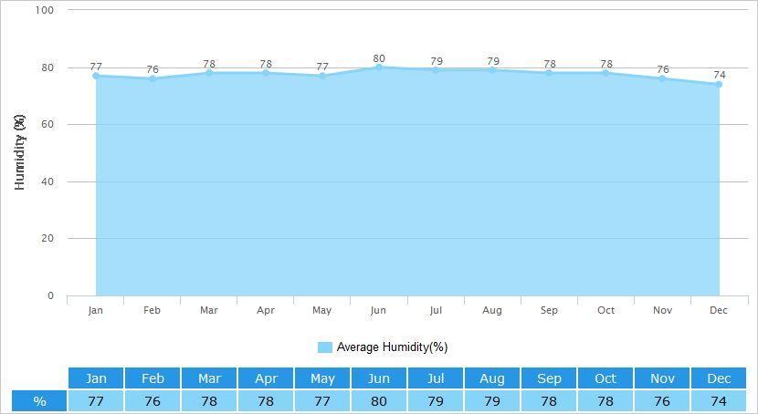 Average Humidity Graph for Wuhan