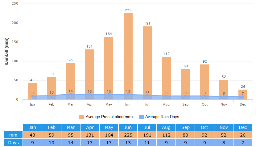 Average Rainfall Graph for Wuhan