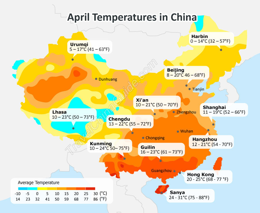 April Temperatures in China