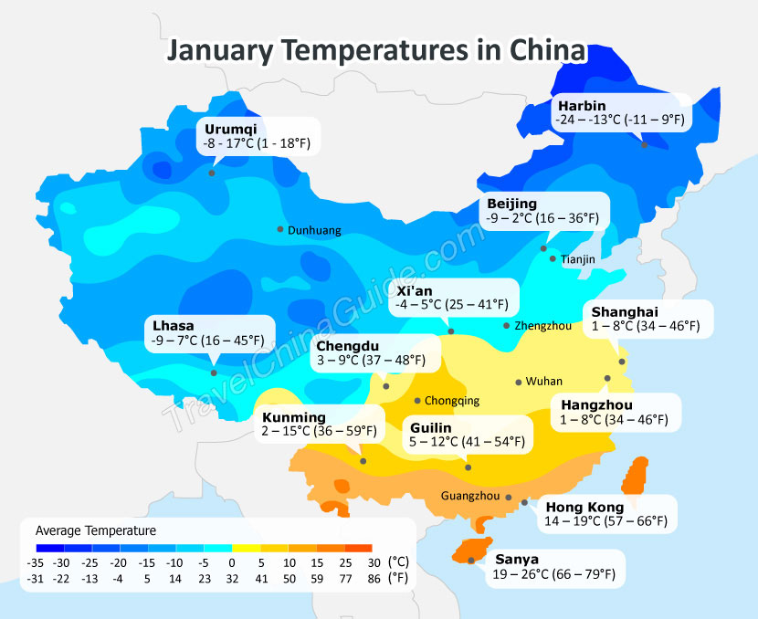 China January Temperatures