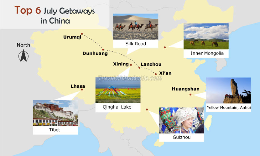 Top 6 July Getaways in China