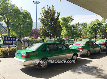 Taxis Outside of Lijiang Airport