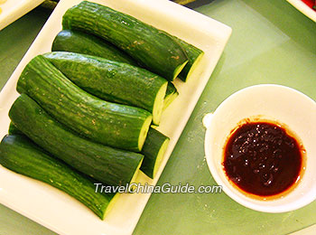 Tender Cucumbers with Dipping Sauce