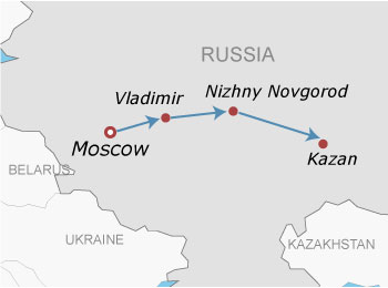 Moscow to Kazan Rail Map
