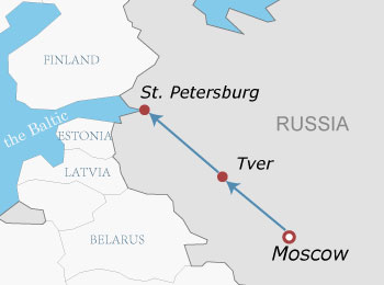 Moscow to Saint-Petersburg Rail Map