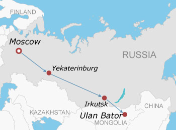 Moscow to Ulaanbaatar Rail Map