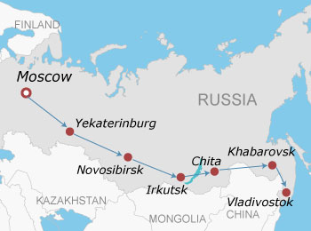 Moscow to Vladivostok Rail Map