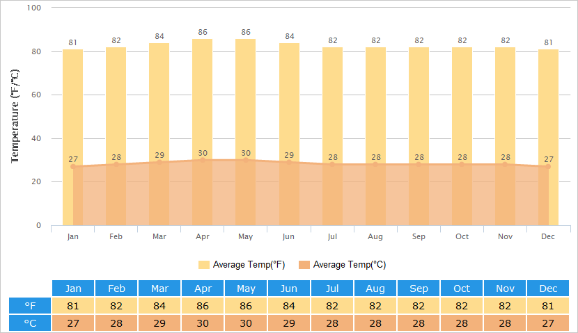 Average Temperatures Graph for Ho Chi Minh City