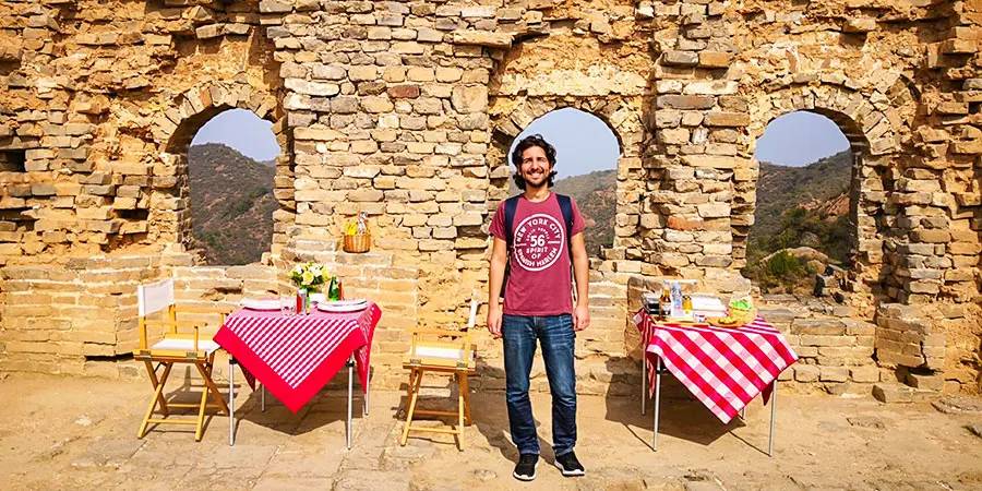 Picnic on Great Wall of China