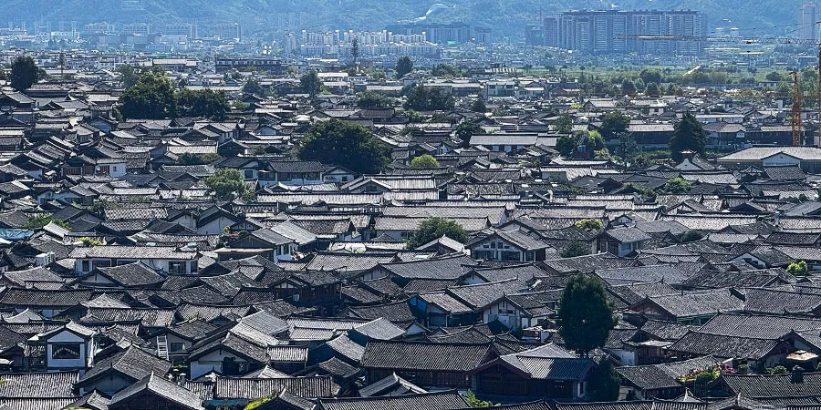 A Bird View of Lijiang Old Town on Lion Mountain