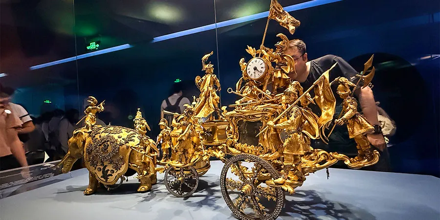 Chariot Chiming Clock Pulled by an Elephant