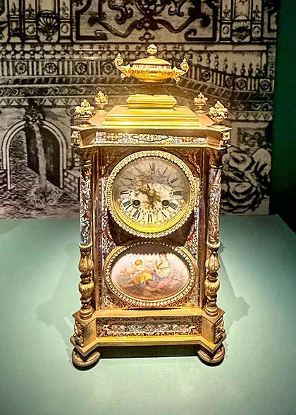 Gilded Enamel Table Clock