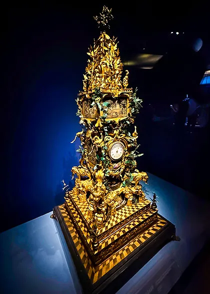 Water Clock Carved with Elephants, Peacocks, & Plants