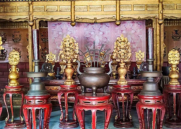 Buddhist Offerings inside the Hall