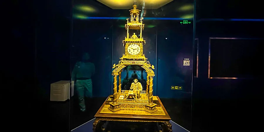 Gilded Copper Writing Automaton Clock