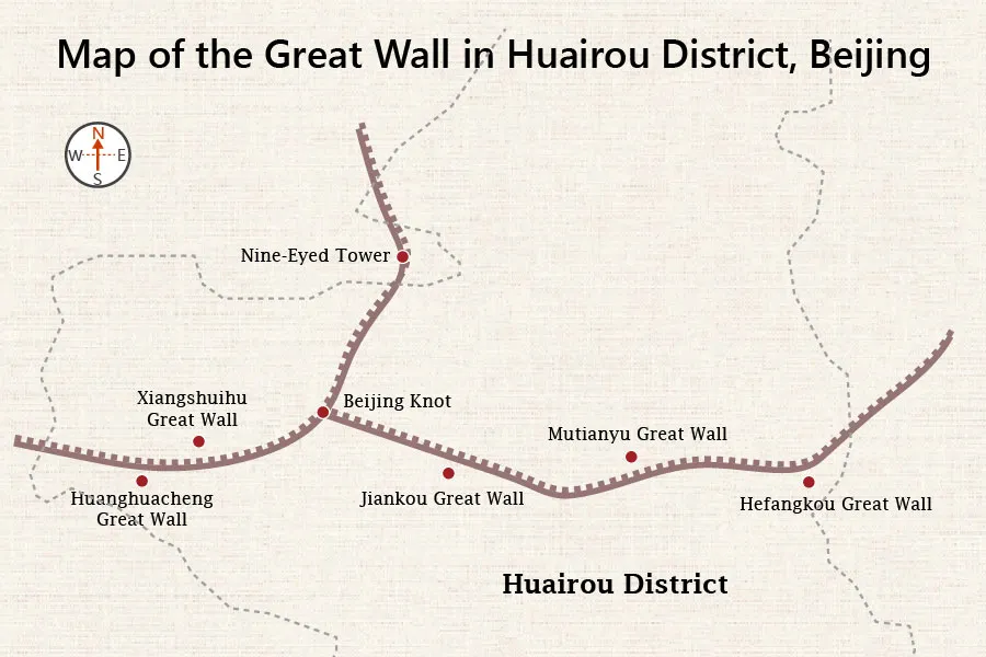 Map of the Huairou Great Wall