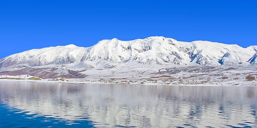 View of Snow-capped Mountains Reflected in the Lake
