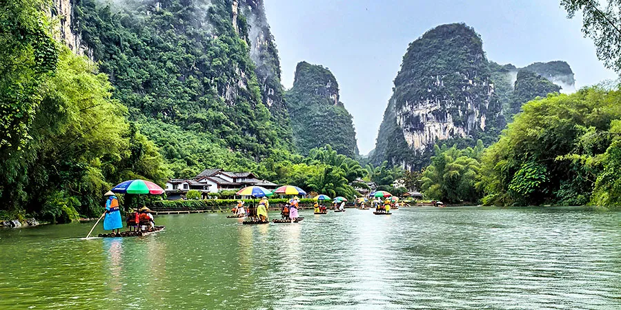 View of Yangshuo on Rainy Days