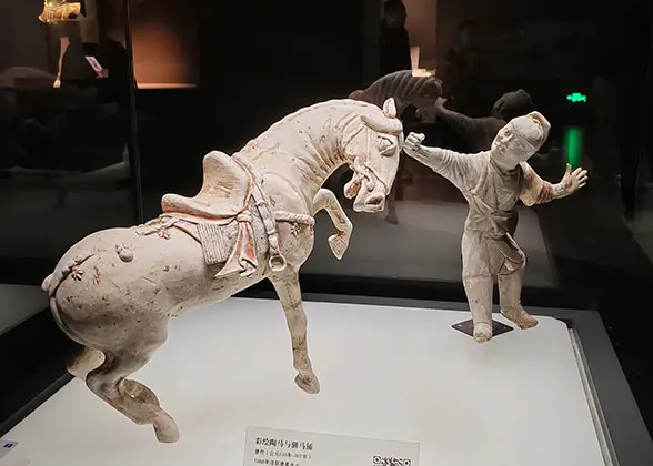 Painted Pottery Horse and Horse Trainer