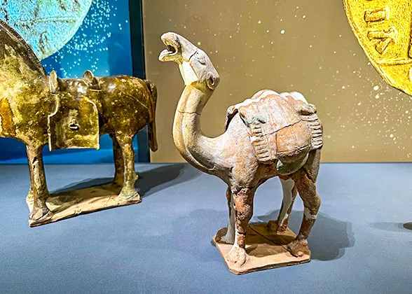 Color-Painted Pottery Camel with Silk Load