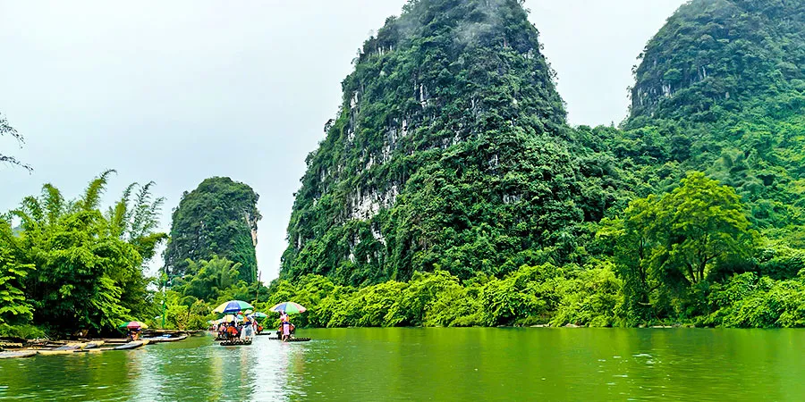 Li River with Full Water on Rainy Days
