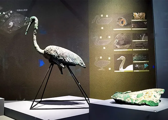 Tall Bronze Crane