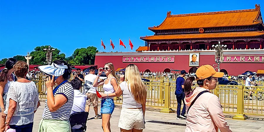 Visitors in Front of the Tower