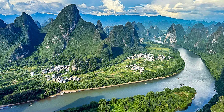 Sunny Days' View of Yangshuo in Late July