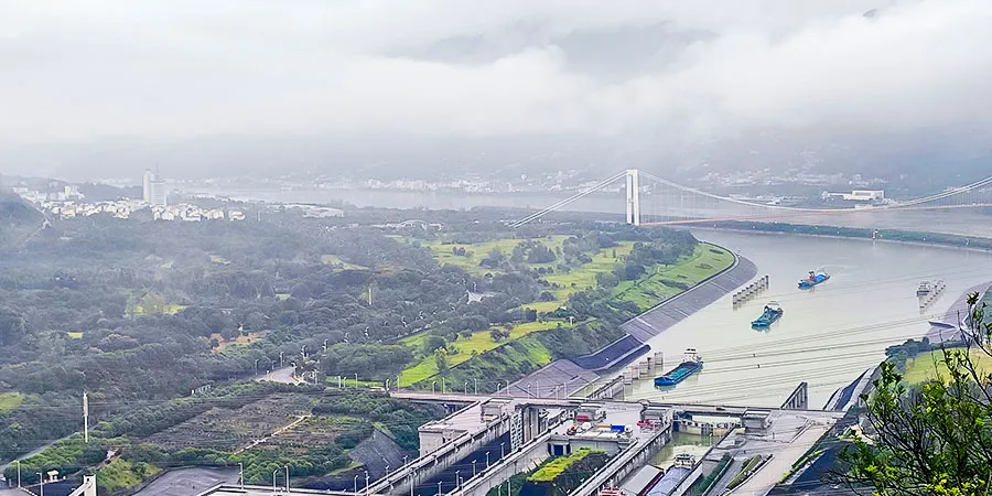 Yichang City in Fog in Winter