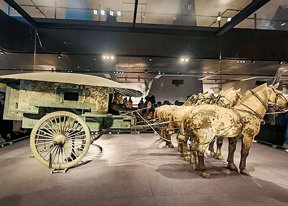 Side View of the Bronze Chariot and Horses