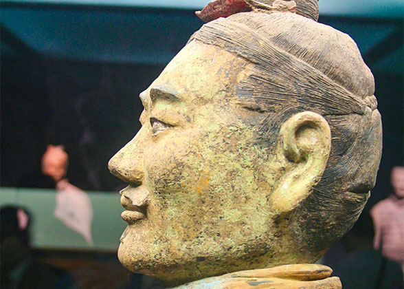 Green Pigment on His Face