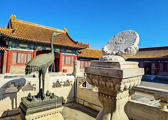 Bronze Crane & Lunar Dial