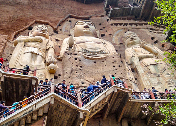 Tourists Visiting the Maijishan Grottoes