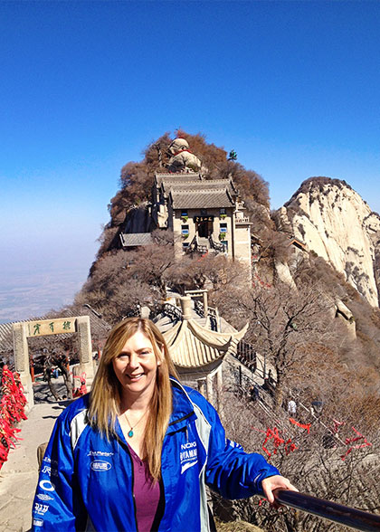 Tourist on Mt. Huashan Trail