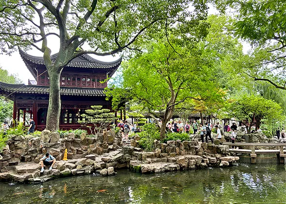 Pavillion and Pond in Yu Garden