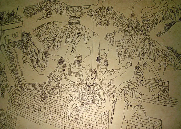 Soldiers guarding the Great Wall